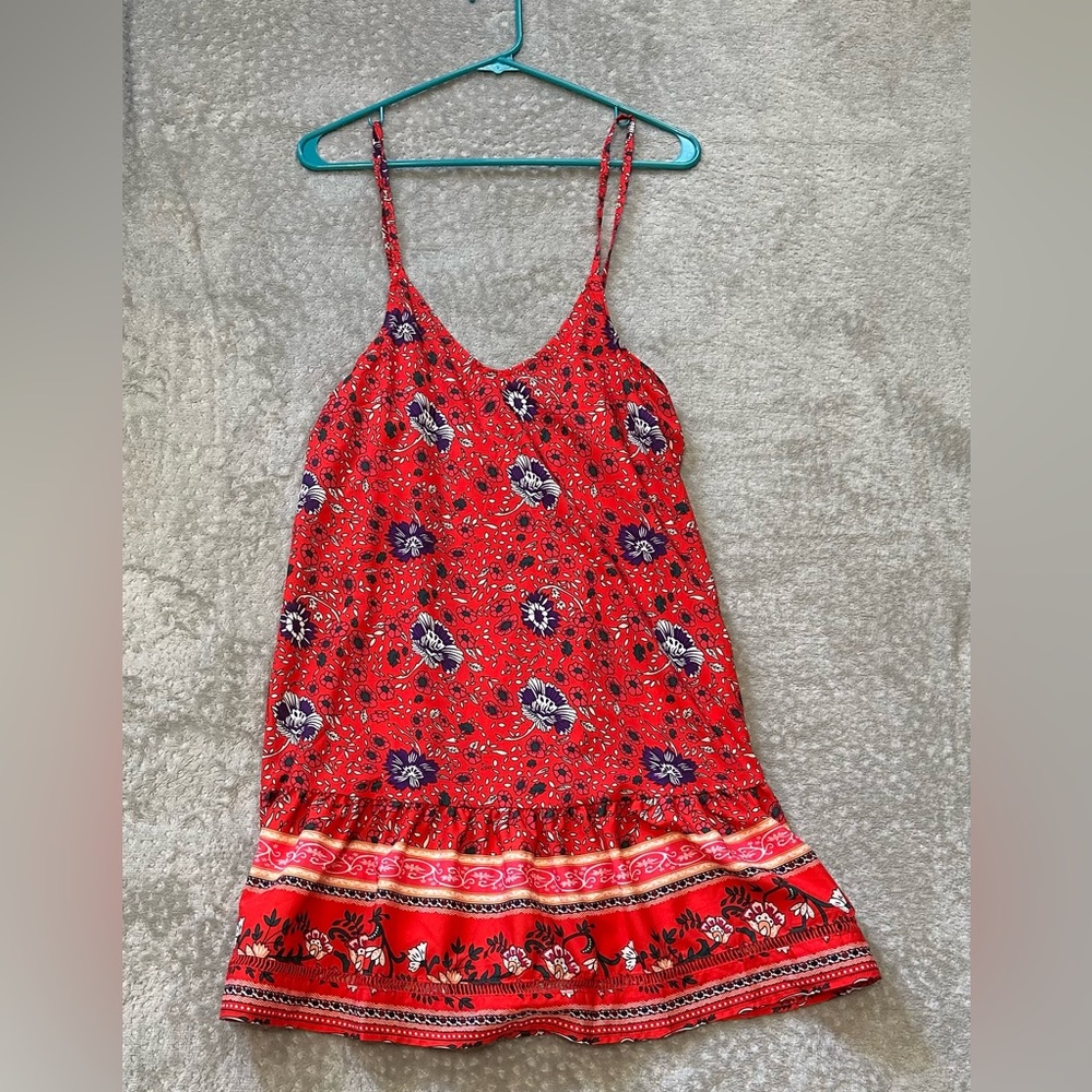 Bright patterned spaghetti strap midi/mini dress